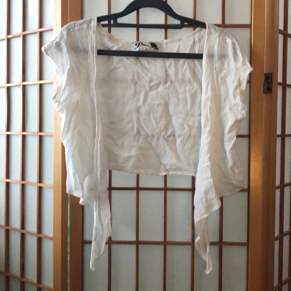 Purrr Melrose White Tie front cropped top NWOT - Picture 6 of 6